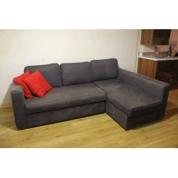 CORNER SOFA WITH RECLINER, BED AND STORAGE