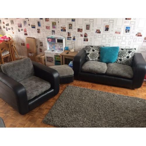 3 piece Half leather suite