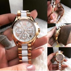 Michael kors MK5907 rose gold and white mini Bradshaw watch