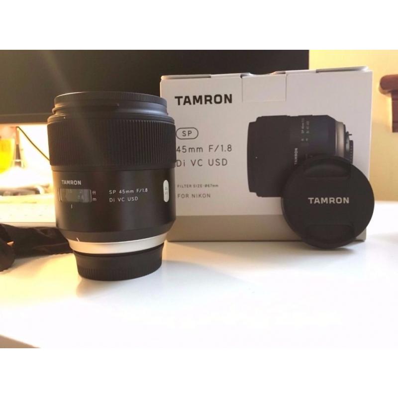 New Tamron 45mm f1.8 SP VC USD Lens with HOYA Pro 1 filter NIKON FIT (50mm)