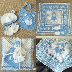 Crochet baby blanket set