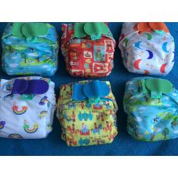 6 pre-washed but unused tots bots teenyfit Reuseable nappies 5-12lbs