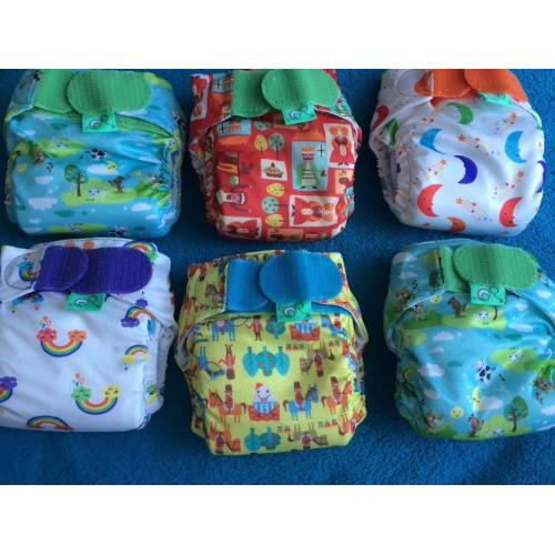 6 pre-washed but unused tots bots teenyfit Reuseable nappies 5-12lbs