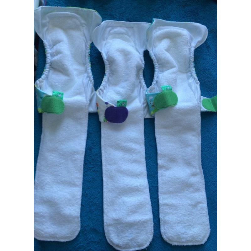 6 pre-washed but unused tots bots teenyfit Reuseable nappies 5-12lbs
