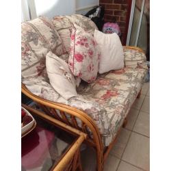 Cane conservatory 3 piece set
