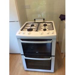 Zanussi double oven, grill and hob gas cooker free standing