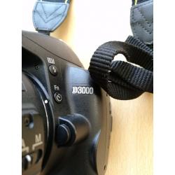 NIKON D3000 with lens and flash