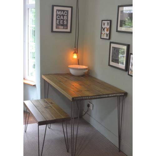 Industrial Kitchen Table and Bench Mid Century Style hairpin - We Can Deliver