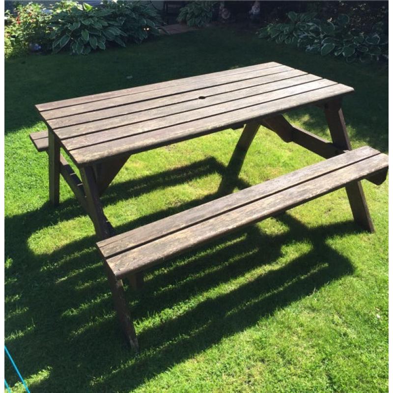 Wooden garden picnic bench seat table chair set patio furniture party diy large sturdy