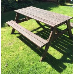 Wooden garden picnic bench seat table chair set patio furniture party diy large sturdy