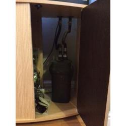 Fluval Valencia 180 Fish Tank with heater, filter and lights with Oak unit