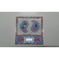 handmade Paisley design card - made using Indian block printing onto recycled cotton rag paper