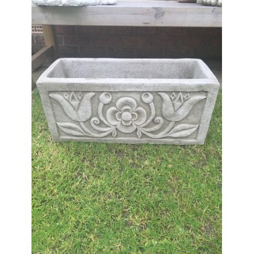 Stone garden trough planter great detail.