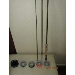 Greys plus airflow fly rods plus airflow switch reel, 5 fly lines,boat bag and reel bag for sale