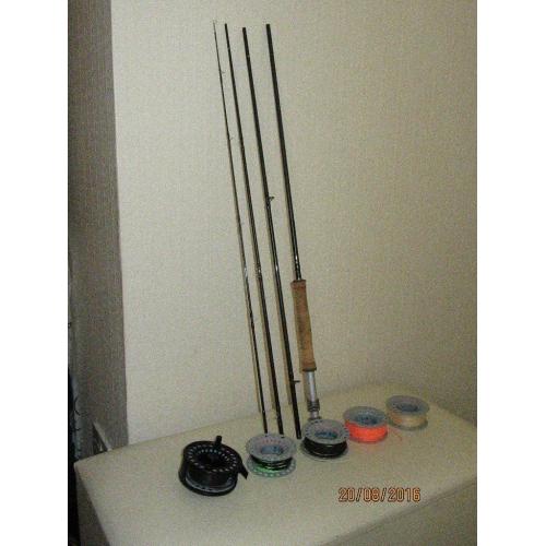 Greys plus airflow fly rods plus airflow switch reel, 5 fly lines,boat bag and reel bag for sale