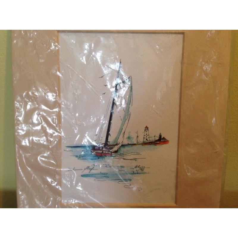 Original little watercolour signed by Elyse Wasile