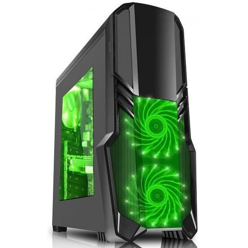 New Gaming PC with Windows 10 Pro - Quad Core CPU - 16GB RAM - Green LED - A88X Chipset