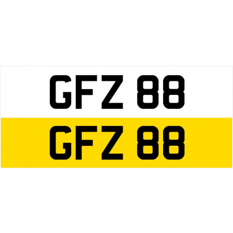 GFZ 88 Dateless Personalised Number Plate Audi BMW Ford Golf Mercedes Kia Vauxhall