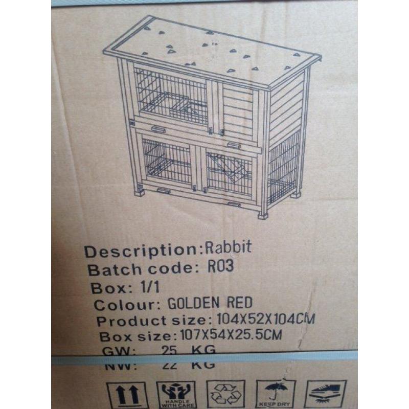 Two Tier Brand New Wooden Rabbit Hutch