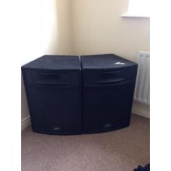 2 peavey ST-15 speakers with pro amplifier, also mix track pro 2 DJ mixer all in great condition