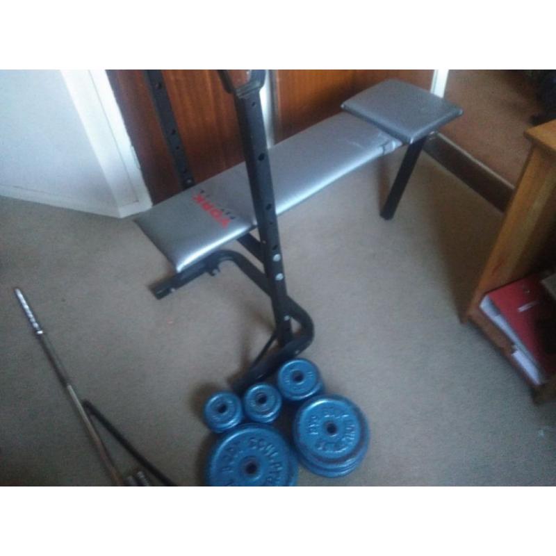51kg steel weight plates bench and bars