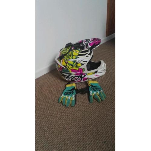 MX helmet and 100% gloves