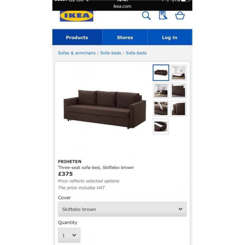 IKEA FRIHETEN SOFABED - AS NEW