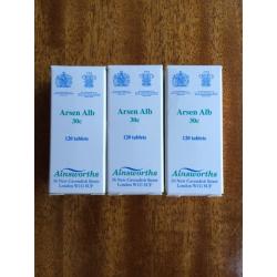 Homeopathic Medicine - Arsenicum Album 30c (3 packets of 120x tablets)
