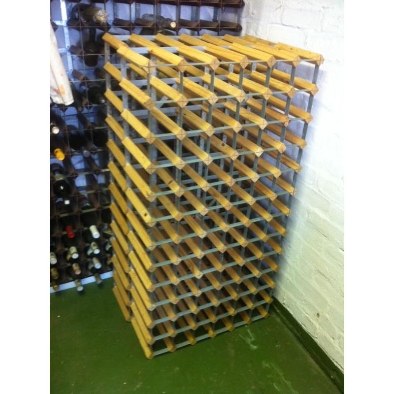 2x 72 bottle RTA wine rack in natural pine, with connector for 156 rack