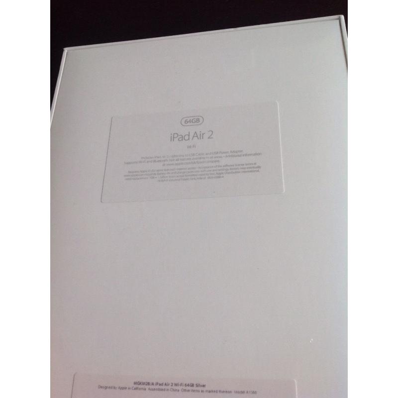 Brand New IPad Air 2 64GB Silver