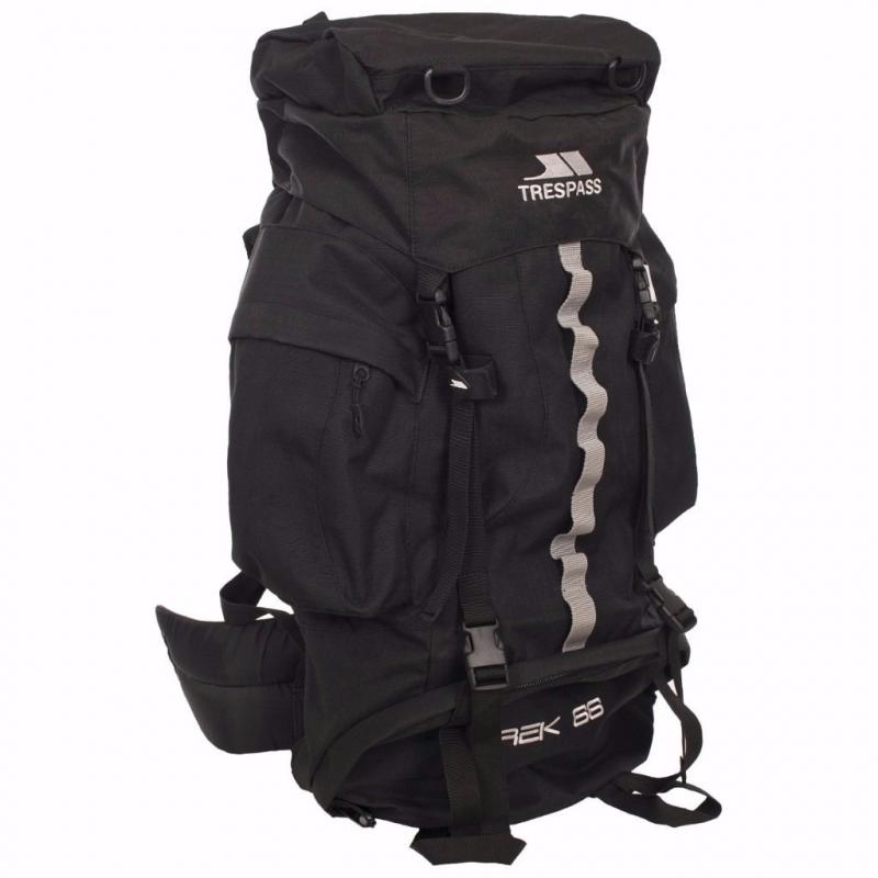 TRESPASS TREK 66 LITRE BLACK RUCKSACK *As New*
