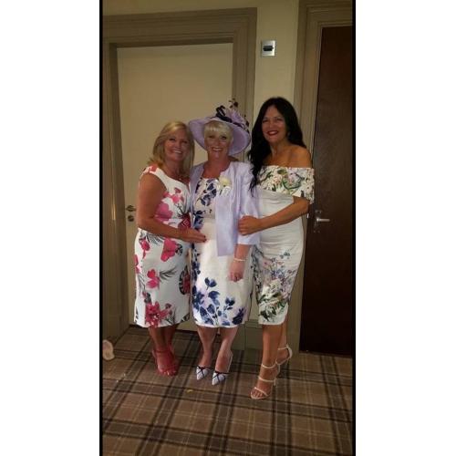 Mother of the bride outfit dress jacket hat bag and shoes
