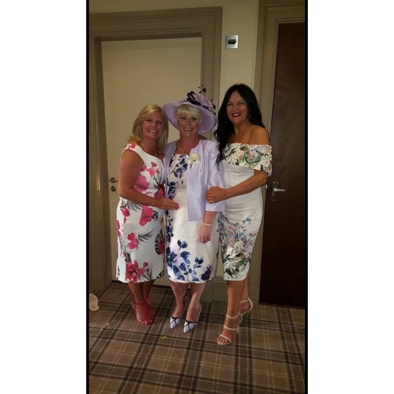 Mother of the bride outfit dress jacket hat bag and shoes