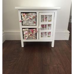 White wooden/ wicker cabinet