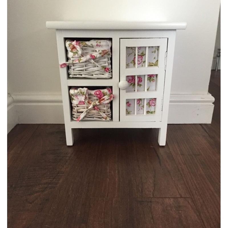 White wooden/ wicker cabinet