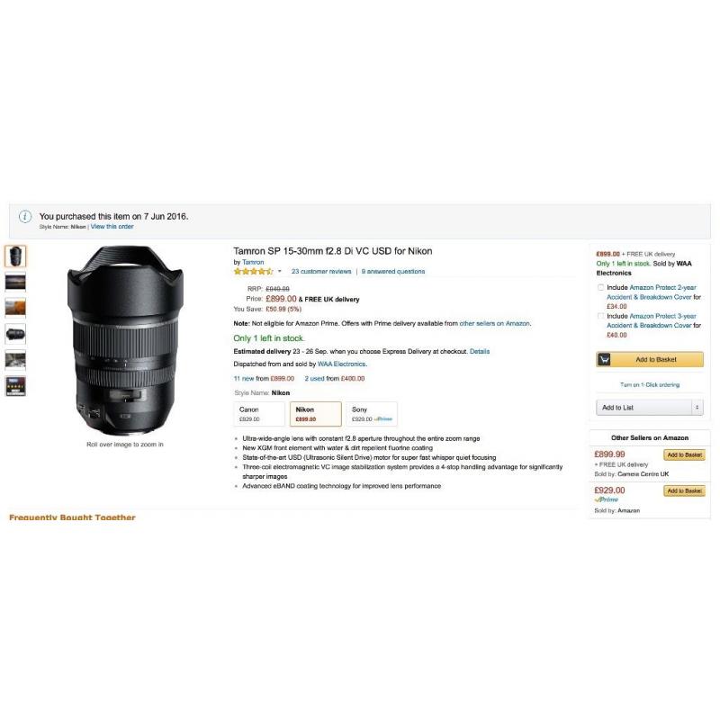Tamron SP 15-30mm f2.8 Di VC USD for Nikon