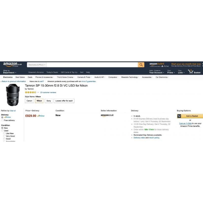 Tamron SP 15-30mm f2.8 Di VC USD for Nikon