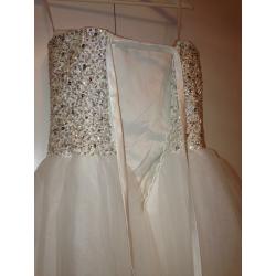 Brand new white princess wedding dress size 8-10 corset back encrusted bust