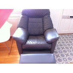 Grey leather recliner
