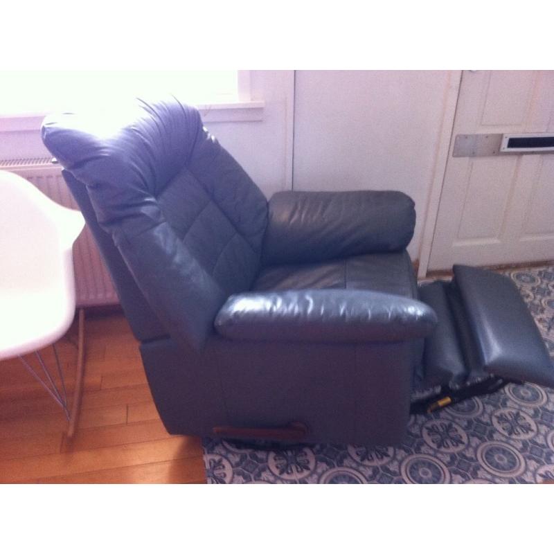 Grey leather recliner