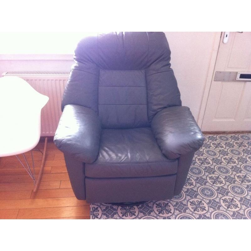 Grey leather recliner