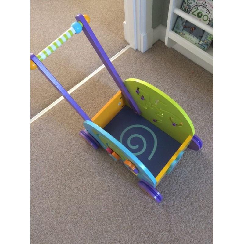 SOLD SUBJECT TO COLLECTION Baby walker - boikido wooden push and pull rabbit wagon .