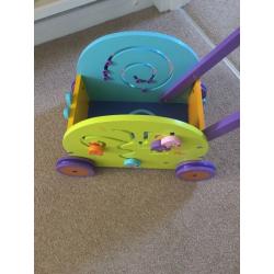 SOLD SUBJECT TO COLLECTION Baby walker - boikido wooden push and pull rabbit wagon .
