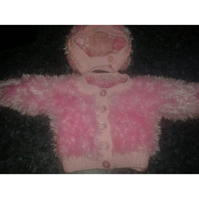 Newborn pink cardigan set