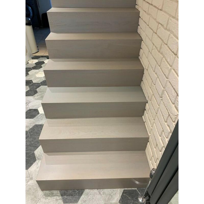 Solid wood self supporting stairs MADE TO MEASURE oak ash beech lacquer oil