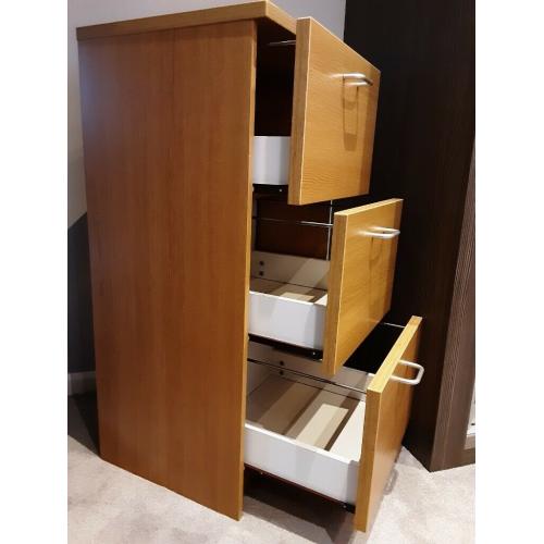 3 Drawer Teak finish filing cabinet.