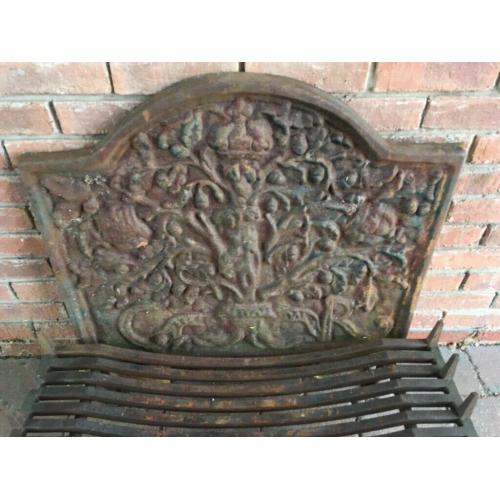 Large Heavy Duty Fire Dogs, Grate and Royal Oak Back Plate Grate 900 wide by 400