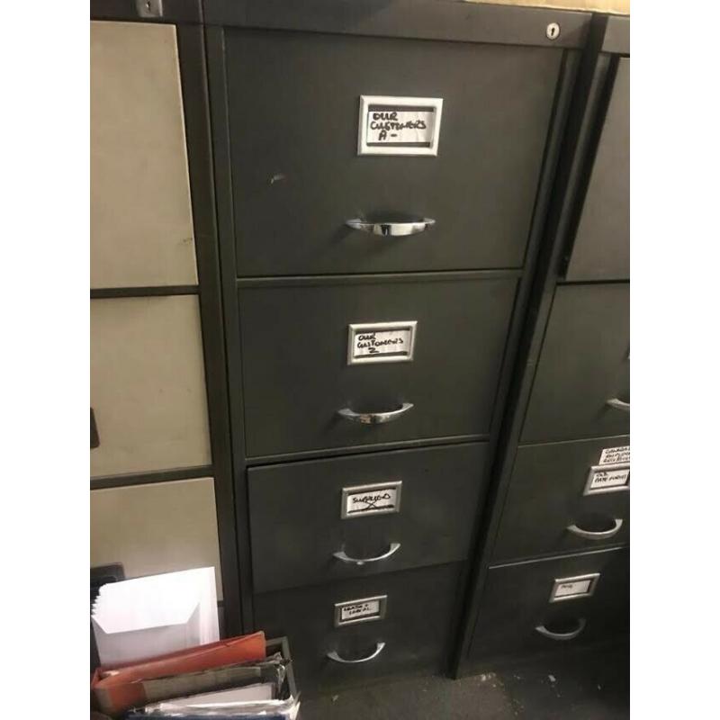 Metal Vintage Industrial 4 Draw Filing Cabinet