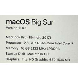 MacBook Pro 15 2017 ? 2.8 GHz Quad Core Intel i7 ? Touch Bar Version