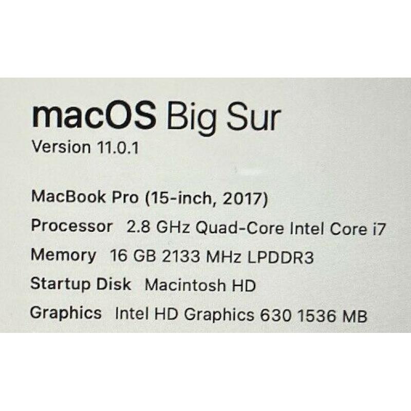 MacBook Pro 15 2017 ? 2.8 GHz Quad Core Intel i7 ? Touch Bar Version